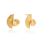 Waterproof Gold Fan Stud Earrings