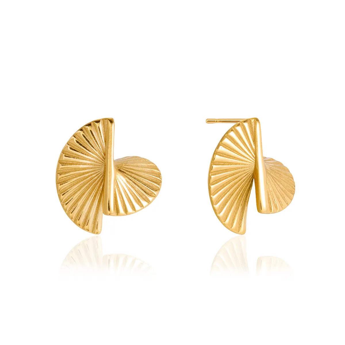 Waterproof Gold Fan Stud Earrings