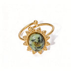 Waterproof Sunburst Multi-Stone Adjustable Ring