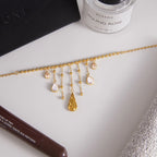 Waterproof Gold Teardrop CZ Necklace