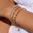 Waterproof Tennis & Paperclip Chain Bracelet