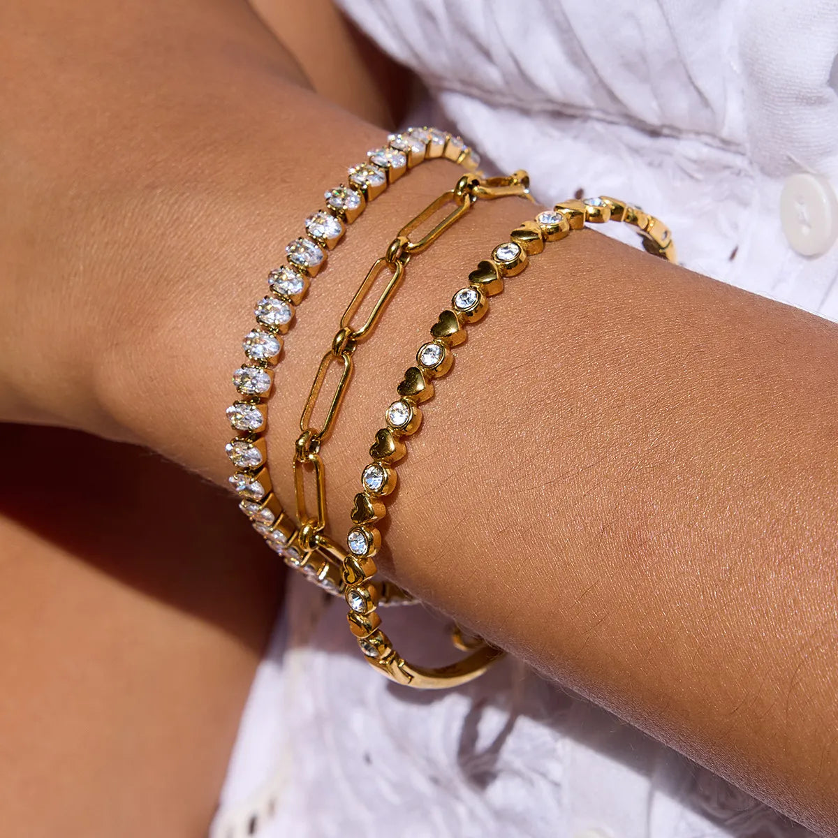 Waterproof Tennis & Paperclip Chain Bracelet | Liorva&Co – liorvaco