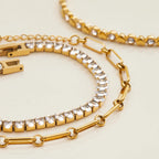 Waterproof Tennis & Paperclip Chain Bracelet