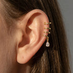 Waterproof Spiral CZ Dangle Cartilage Ear Cuffs