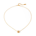 Pavé Zirconia Barrel Necklace – Waterproof 18K Gold