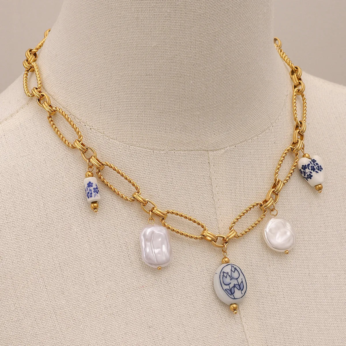 Waterproof Ceramic & Baroque Pearl Necklace