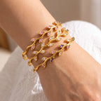 Waterproof Gold Vine Marquise CZ Bangle