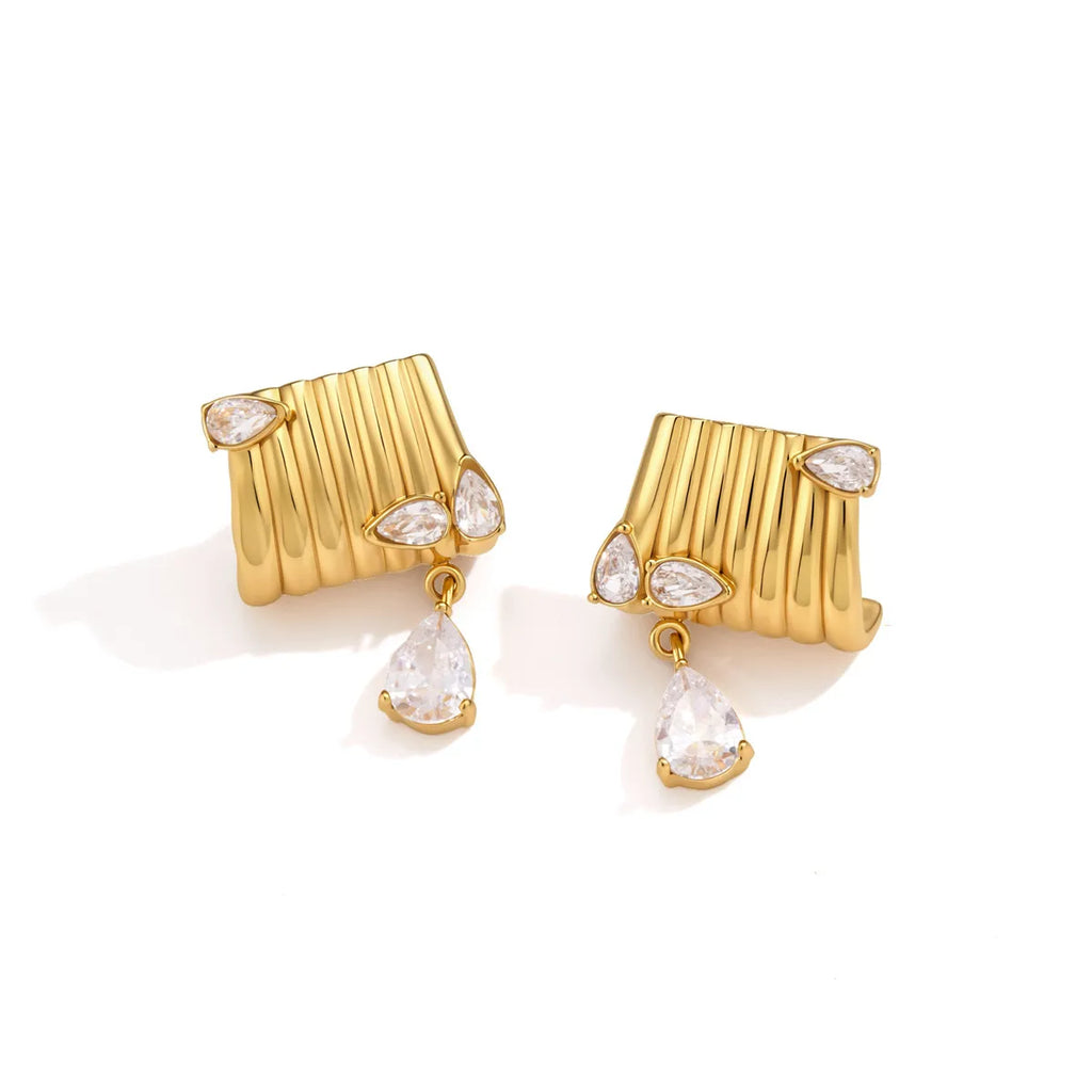 Waterproof Gold Chunky Drop Earrings