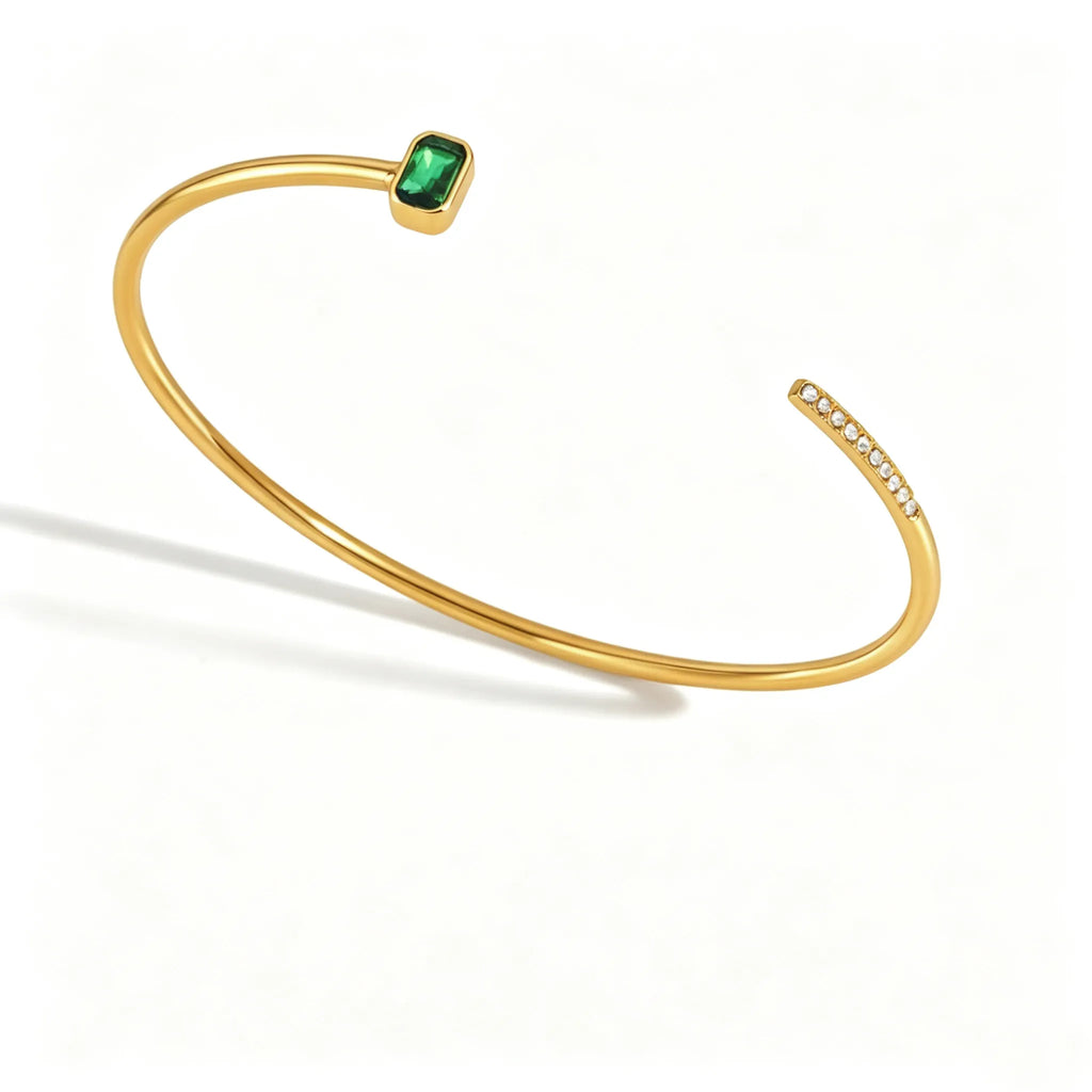 Zirconia Open Cuff Bracelet Collection – Waterproof 18K Gold
