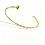 Zirconia Open Cuff Bracelet Collection – Waterproof 18K Gold