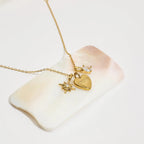 MOM Heart Charm Necklace | Waterproof 18K Gold