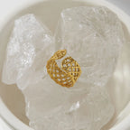 Waterproof Sculptural Grid & Wavy CZ Open Ring