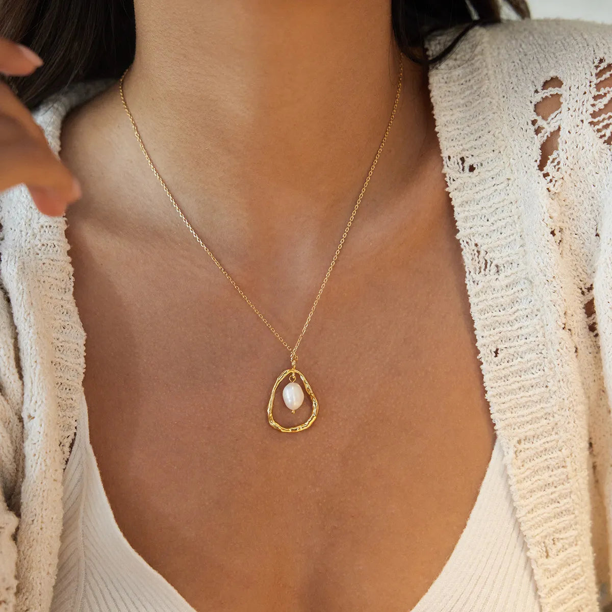 Waterproof Baroque Freshwater Pearl Teardrop Necklace
