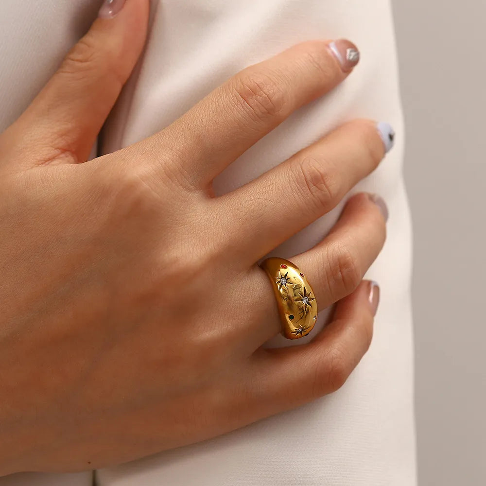 Waterproof Chunky Star Dome Ring