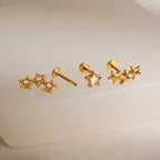 Waterproof Star CZ Flat Back Cartilage Stud Earrings