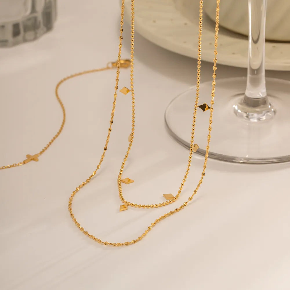 Minimalist Double-Layer Necklace – Waterproof Stainless Steel