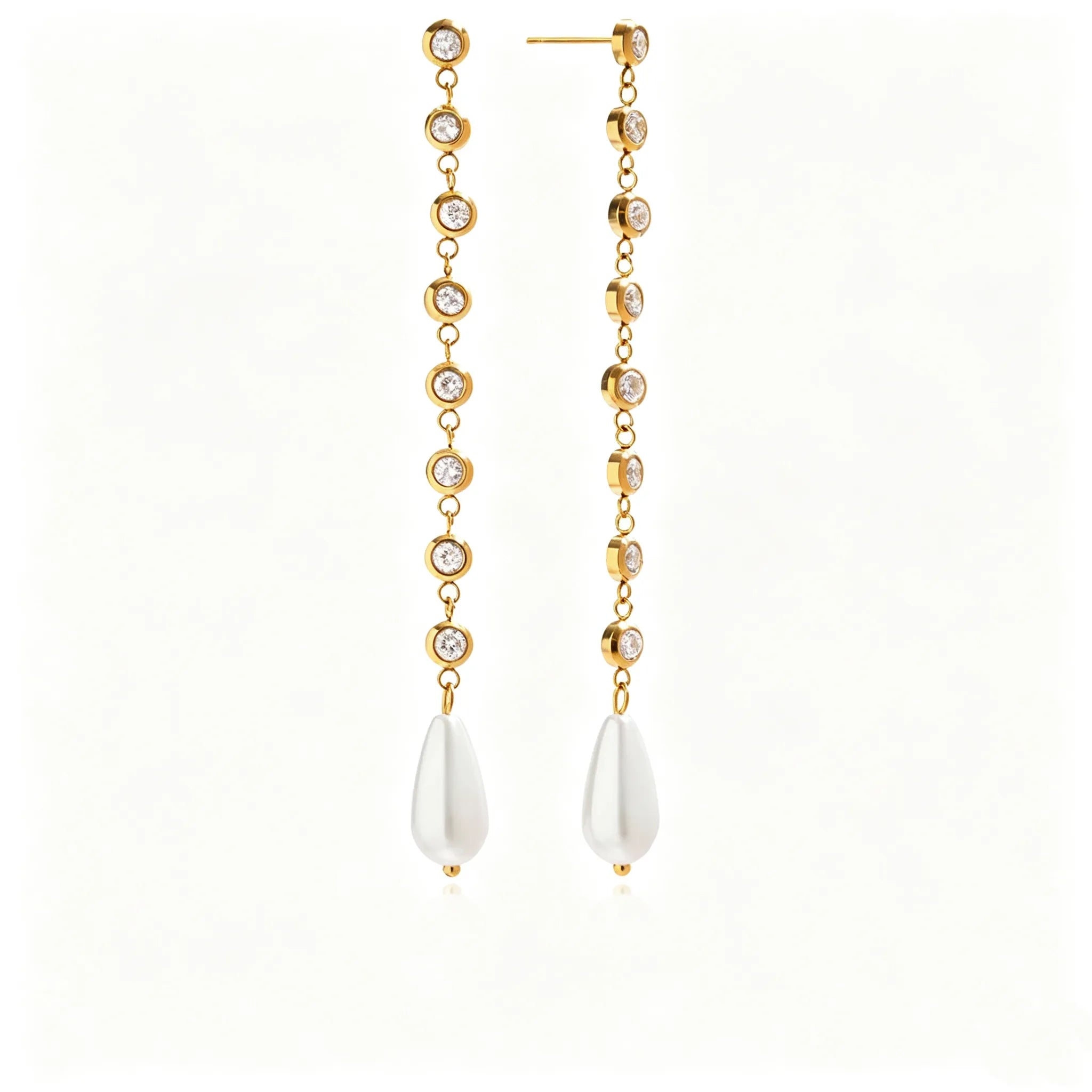 Zirconia Drop & Threader Earrings Collection – Waterproof 18K Gold