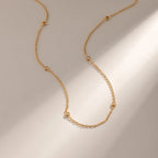 Bezel Zirconia Station Necklace – Waterproof 18K Gold