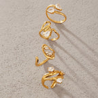 Waterproof Liquid Gold CZ Open Rings