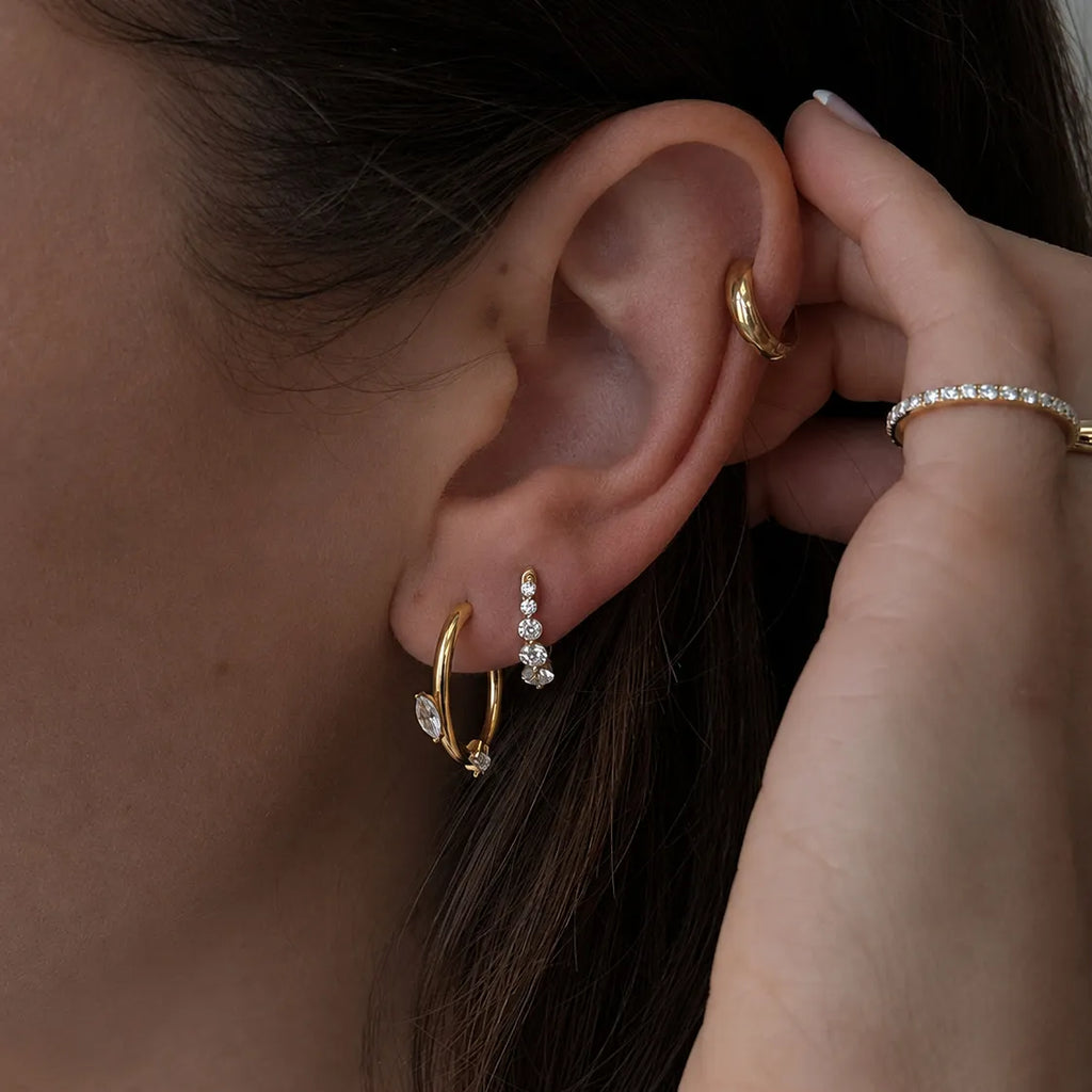 Waterproof Marquise CZ Open Hoops