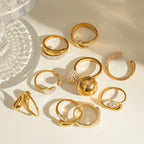 Pavé CZ Sculptural Open Ring Collection – Waterproof 18K Gold