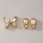 Bezel-Set CZ Statement Stud Earrings – Waterproof 18K Gold