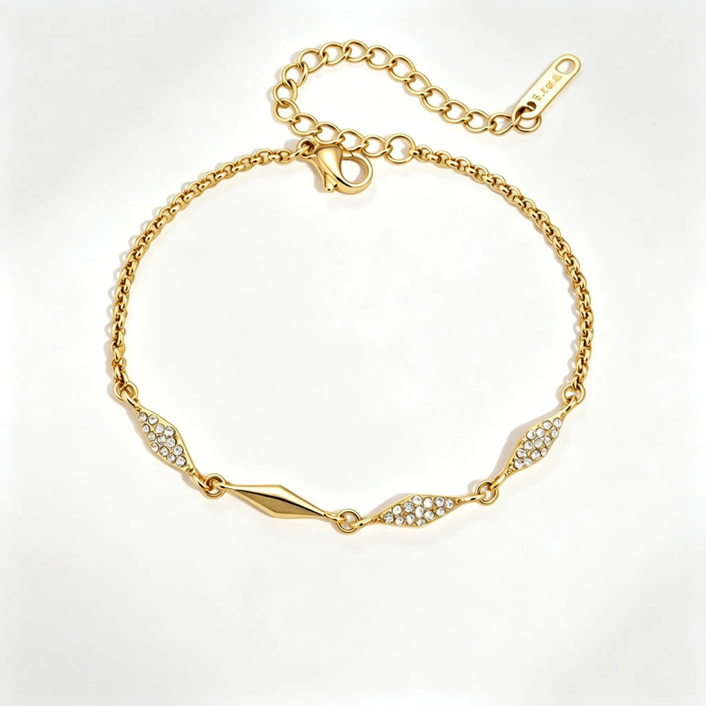 Dainty Zirconia Chain Bracelet Collection – Waterproof 18K Gold