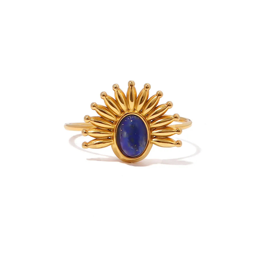 Lapis Lazuli Evil Eye Statement Ring – Waterproof 18K Gold