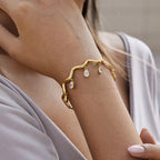 Waterproof  Wave Cuff CZ Bangle