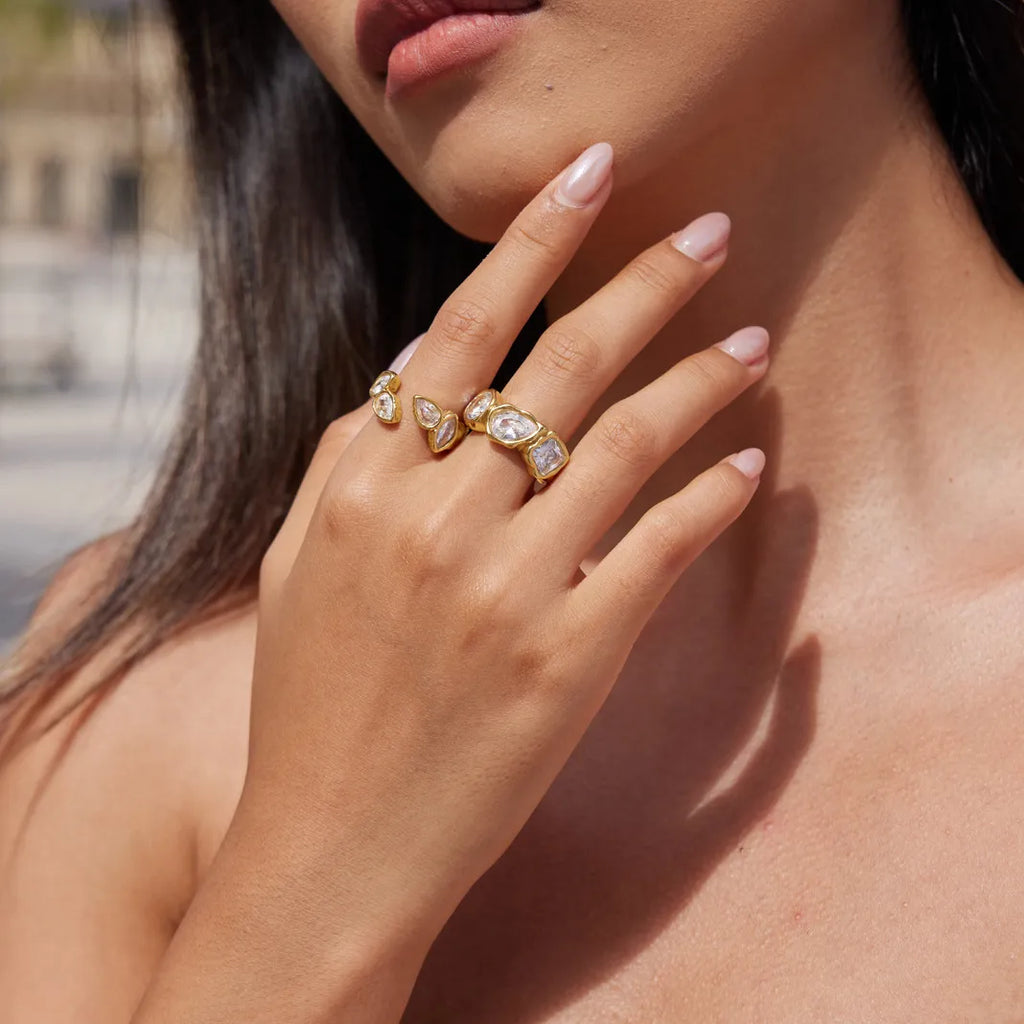 Waterproof Vintage CZ Open Ring