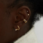 Waterproof Wave CZ S-Shape Stud Earrings