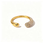 Pavé CZ Sculptural Open Ring Collection – Waterproof 18K Gold