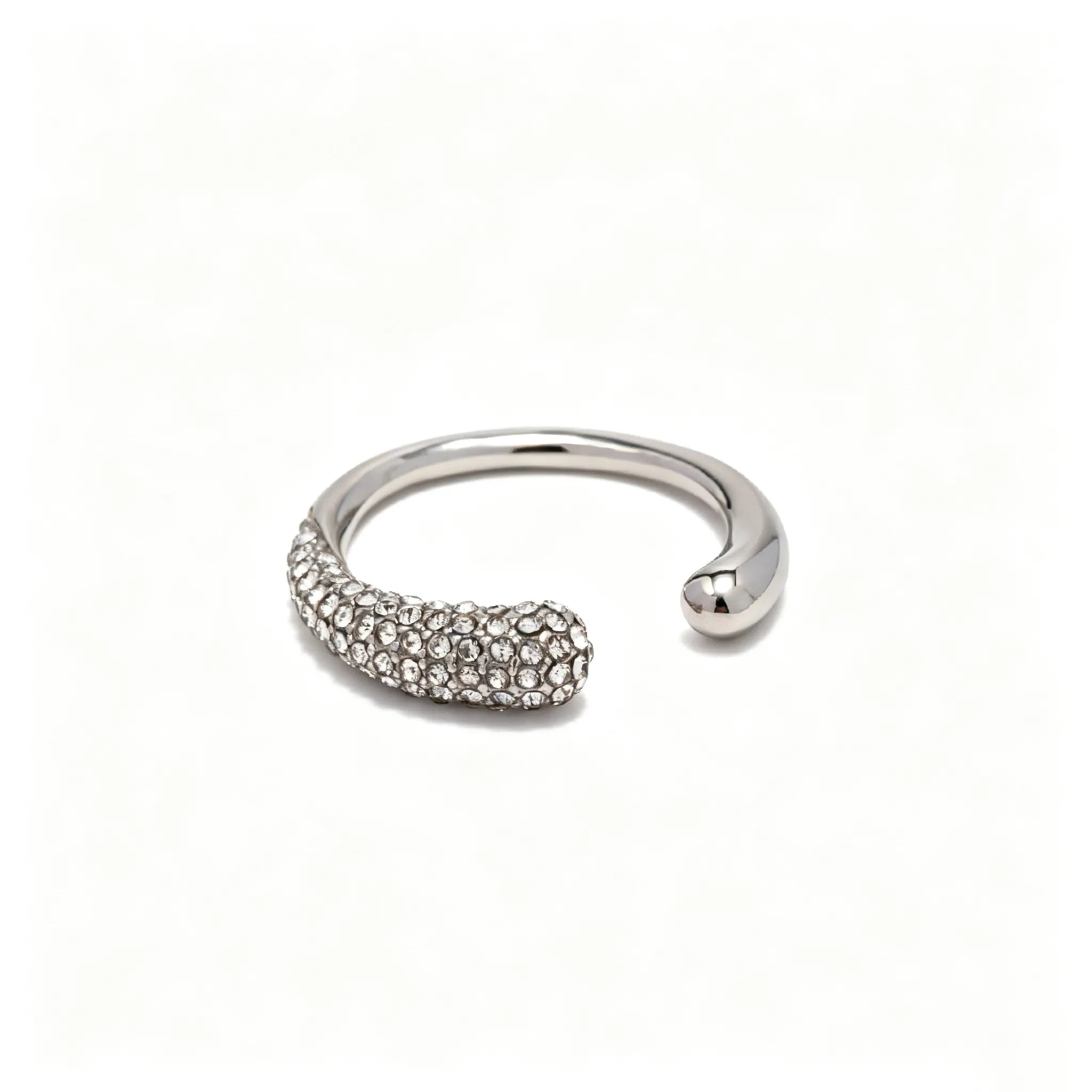 Pavé CZ Sculptural Open Ring Collection – Waterproof 18K Gold