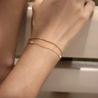 Layered Snake Chain & Marquise Zirconia Bracelet – Waterproof 18K Gold