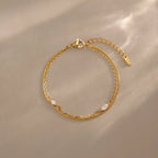 Layered Snake Chain & Marquise Zirconia Bracelet – Waterproof 18K Gold