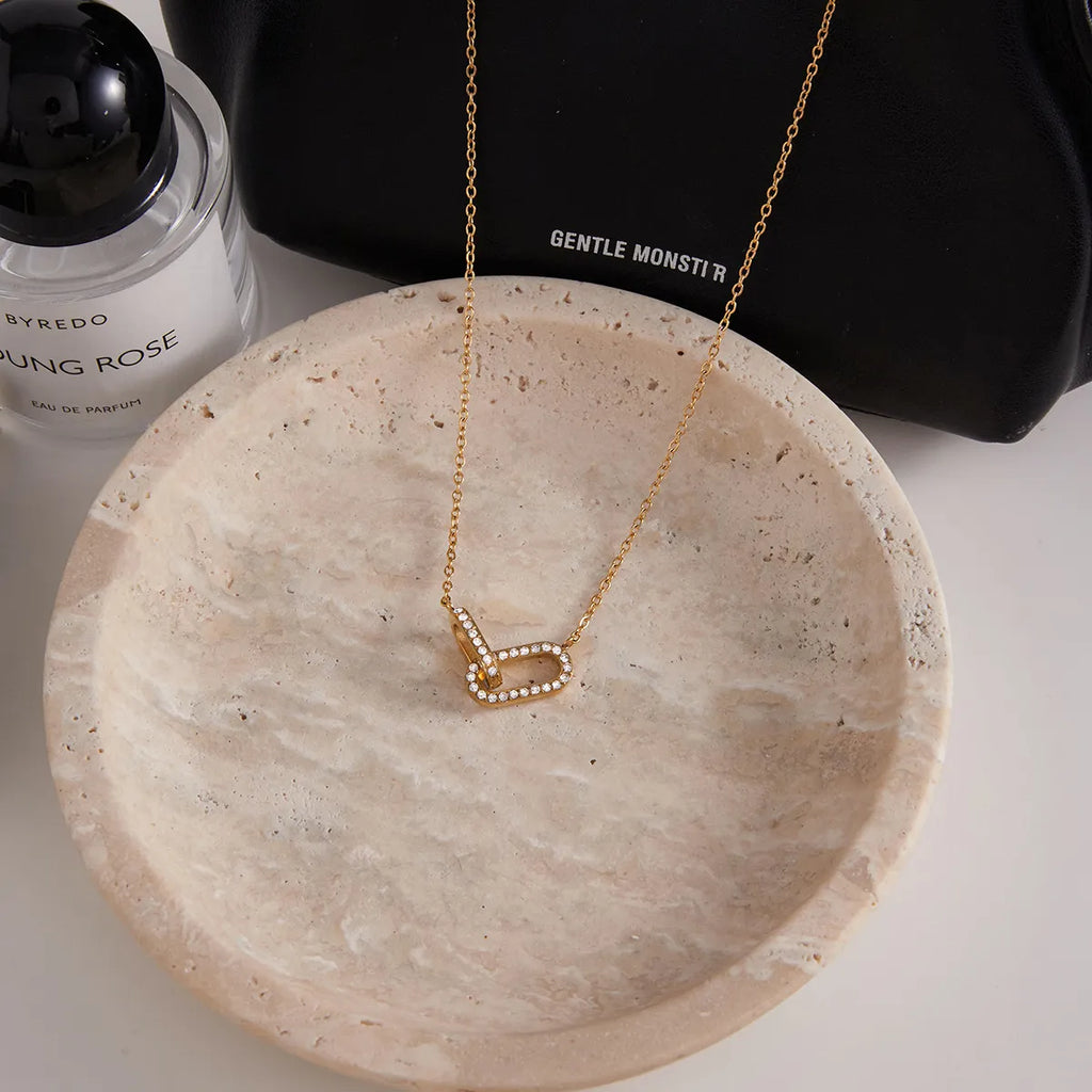 Waterproof Vintage Double Ring Pendant Necklace