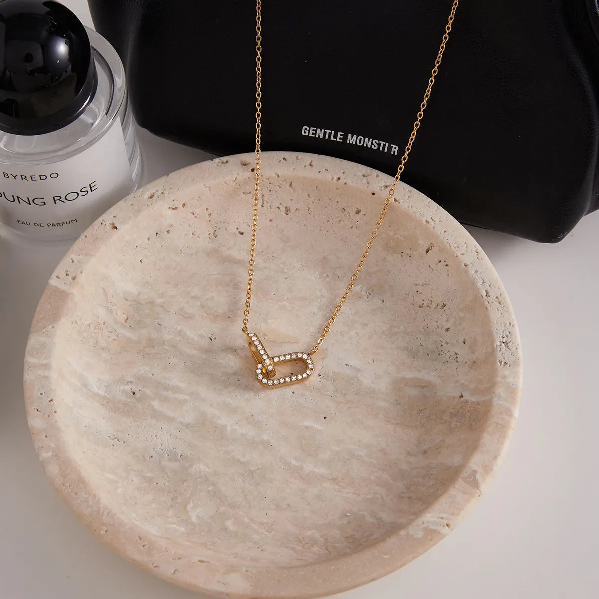 Waterproof Vintage Double Ring Pendant Necklace