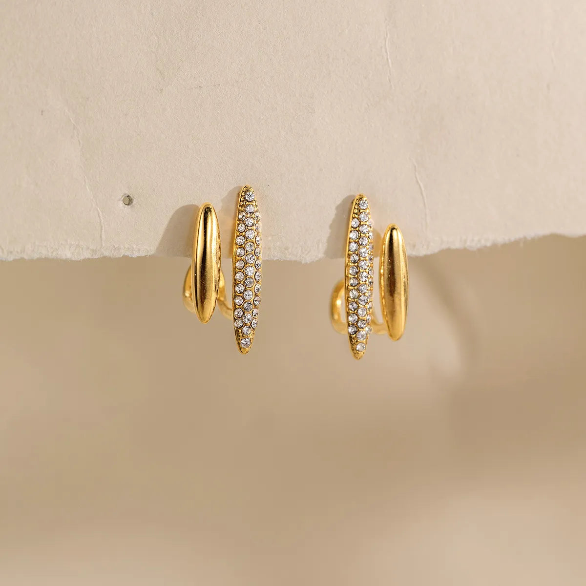 Gold Crystal Crawler & Huggie Stud Earrings – Waterproof