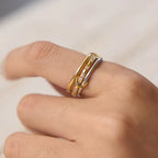 3-in-1 Interlocking Multi-Link Ring | Waterproof 18K Gold