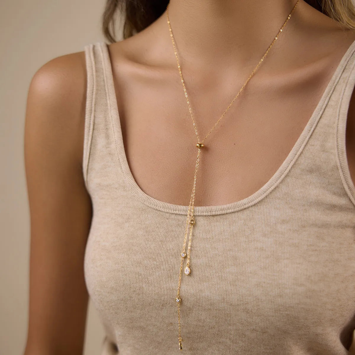 Adjustable Lariat Y-Necklace – Waterproof Stainless Steel