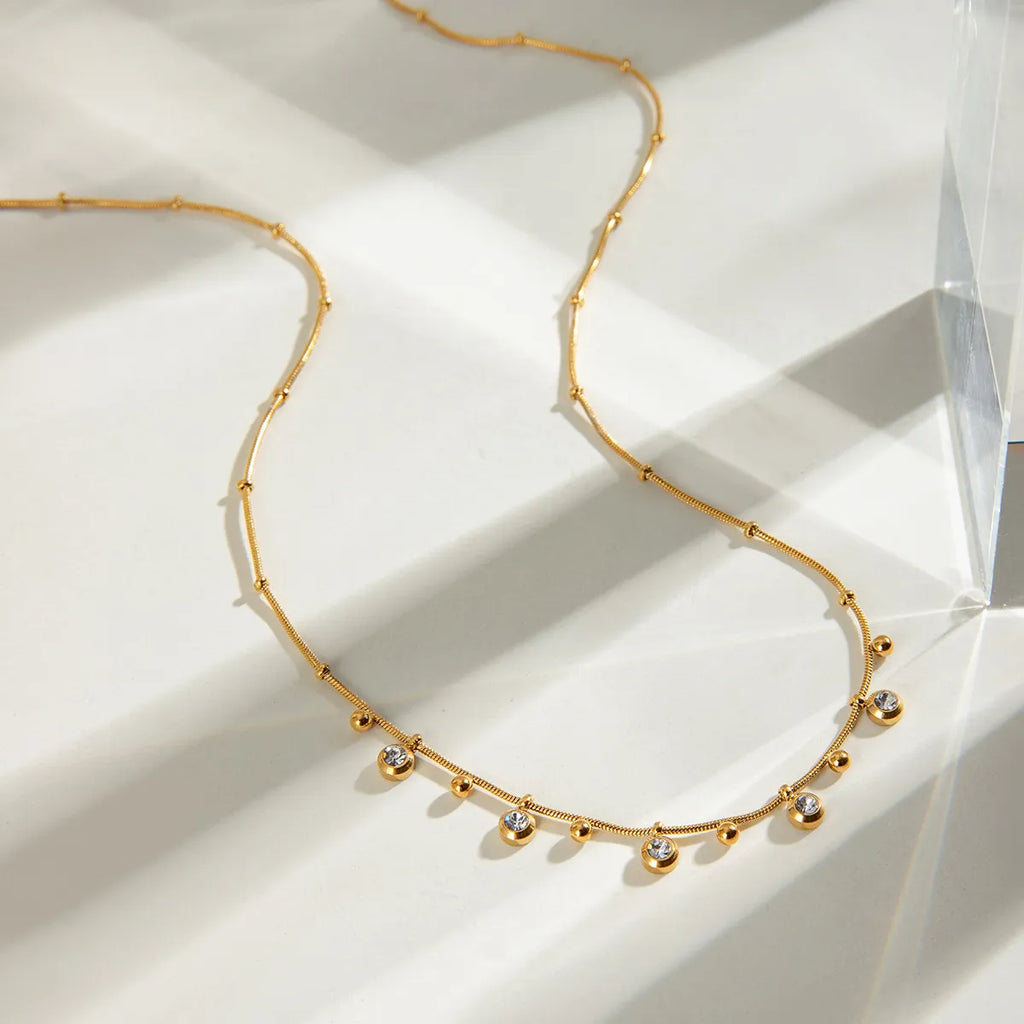 Waterproof Beaded CZ Necklace