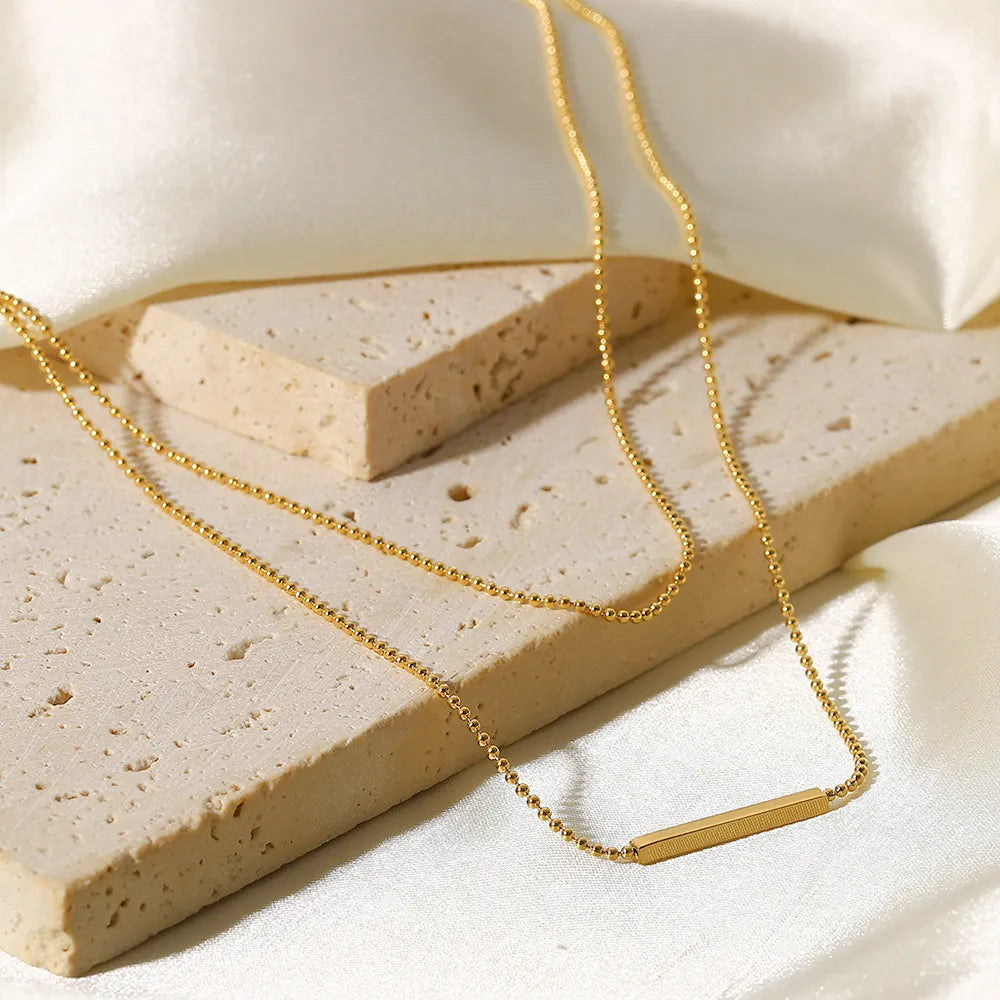 Layered Bar Necklace – Waterproof 18K Gold