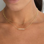 Layered Bar Necklace – Waterproof 18K Gold