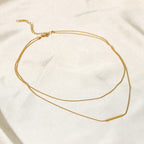 Layered Bar Necklace – Waterproof 18K Gold