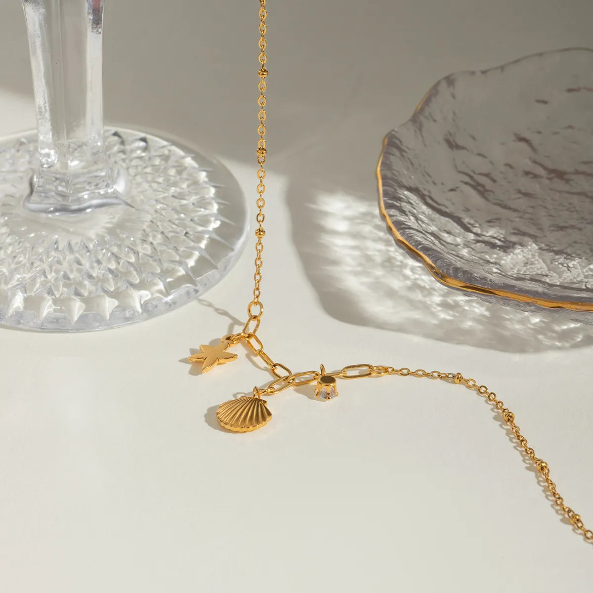 Ocean Charm Satellite Necklace – Waterproof Stainless Steel