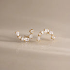 Multi-Cut Zirconia Ear Climber Earrings – Waterproof 18K Gold