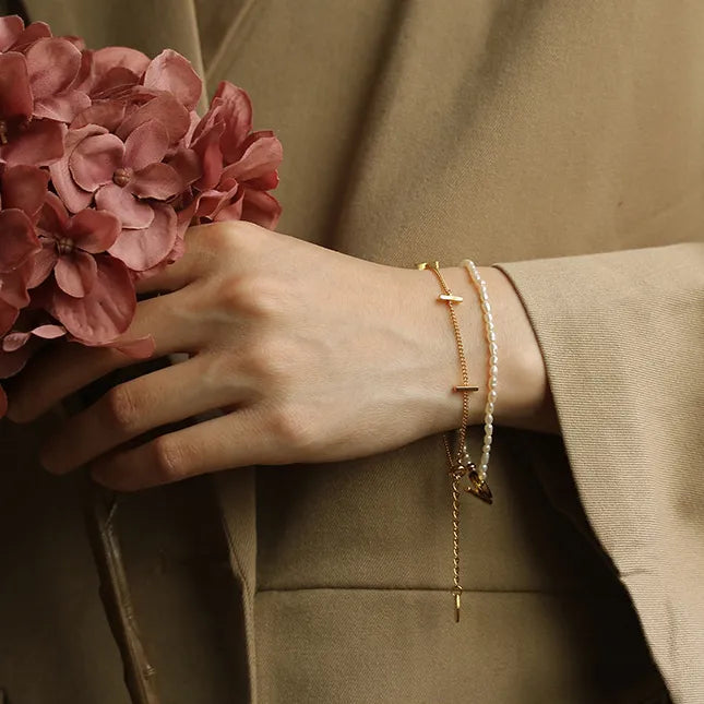 Minimalist Multi-Bar Chain Bracelet – Waterproof Gold Steel