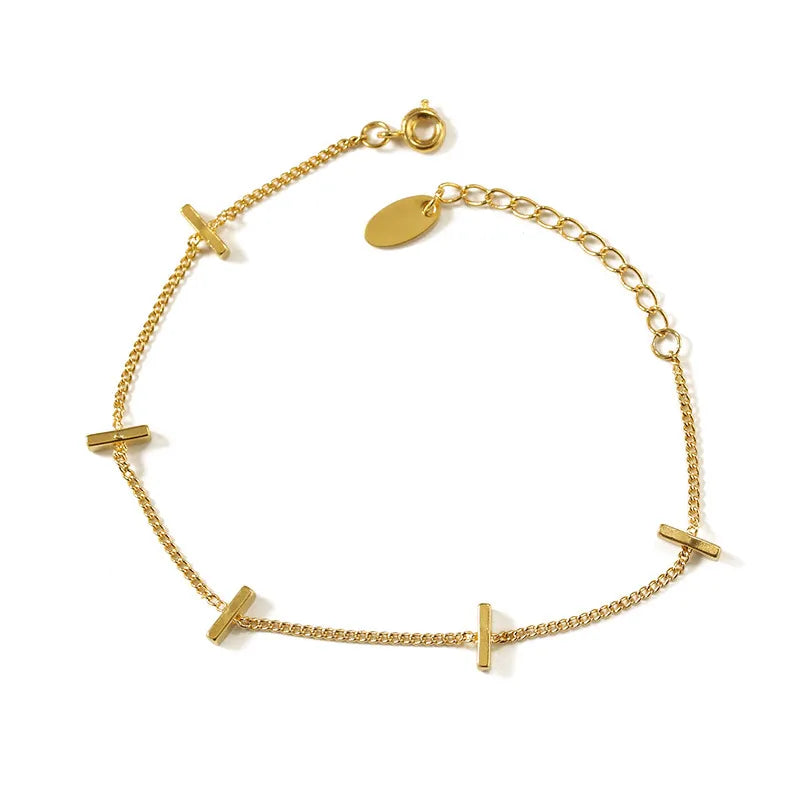 Minimalist Multi-Bar Chain Bracelet – Waterproof Gold Steel