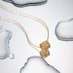 Pavé Zirconia Barrel Necklace – Waterproof 18K Gold