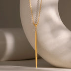 CZ Pave Y-Shaped Lariat Necklace | Waterproof 18K Gold